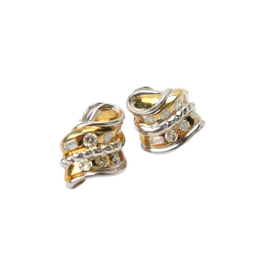 Designer Women Vintage 14k White Yellow Gold 2.80cts Natural Diamond Earring 21g